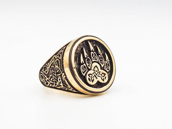 Bear Paw Rings Viking Slavic Pagan Scandinavian Norse Brass Jewelry Size 6-15 BR-78