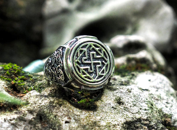 925 Sterling Silver Gothic Slavic Valkyrie Symbol Ring Viking