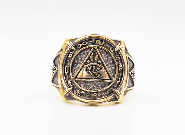 Ancient Egyptian Eye of Horus Symbol of Protection Ring Brass Jewelry Size 6-15