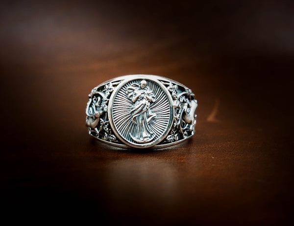 Catholic Virgin Mary Ring for Mens Women 925 Sterling Silver Size 6-15
