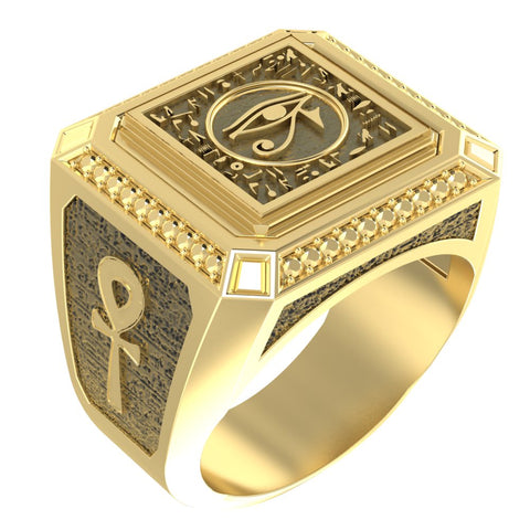 Men Egyptian Eye of Horus Ankh Cross Ring Brass Jewelry Size 8-15 (BR-72 )