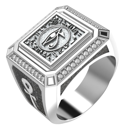 Men Egyptian Eye of Horus Ankh Cross Ring 925 Sterling silver Size 8-15 (R-49)