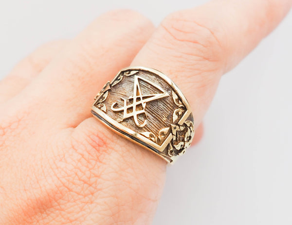 Sigil of Lucifer Rings Seal of Satan Symbol Talisman Amulet Brass Jewelry Size 6-15 BR-72