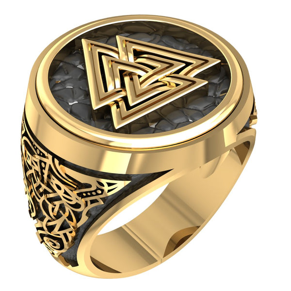 Valknut Ring Viking Scandinavian Norse Brass Jewelry Size 6-15 BR-77