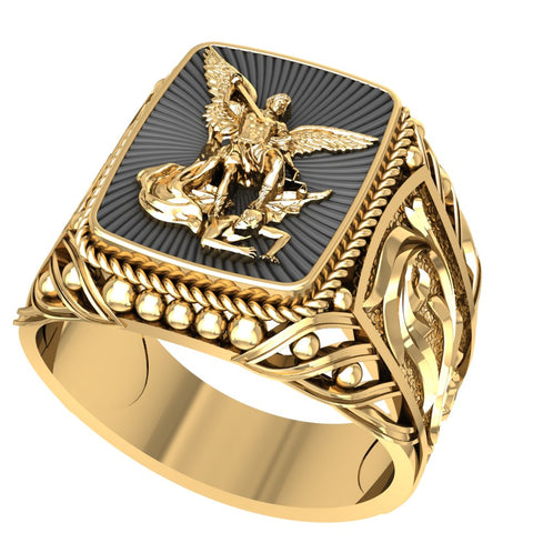 St Michael Ring Angel The Archangel Catholic Medal Mens Womens Brass Jewelry Size 6-15 BR-98